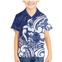 Guam Chief Kepuha Family Matching Mermaid Dress and Hawaiian Shirt Chamorro Pride LT05 Son's Shirt Blue - Polynesian Pride