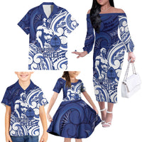 Guam Chief Kepuha Family Matching Off The Shoulder Long Sleeve Dress and Hawaiian Shirt Chamorro Pride LT05 - Polynesian Pride