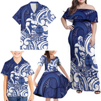 Guam Chief Kepuha Family Matching Off Shoulder Maxi Dress and Hawaiian Shirt Chamorro Pride LT05 - Polynesian Pride