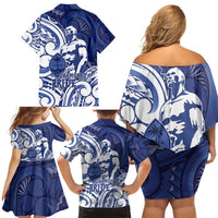 Guam Chief Kepuha Family Matching Off Shoulder Short Dress and Hawaiian Shirt Chamorro Pride LT05 - Polynesian Pride