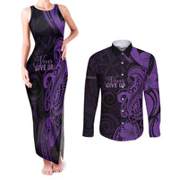 Personalised Lupus Warrior Couples Matching Tank Maxi Dress and Long Sleeve Button Shirt Never Give Up Polynesian Style