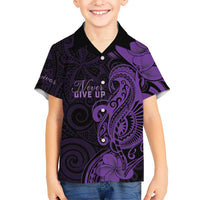Personalised Lupus Warrior Family Matching Off Shoulder Short Dress and Hawaiian Shirt Never Give Up Polynesian Style LT05 Son's Shirt Purple - Polynesian Pride