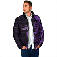 Personalised Lupus Warrior Padded Jacket Never Give Up Polynesian Style