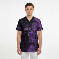 Personalised Lupus Warrior Scrub Top Never Give Up Polynesian Style