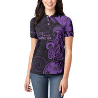 Personalised Lupus Warrior Women Polo Shirt Never Give Up Polynesian Style