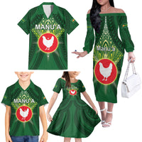 Personalized American Samoa Manu'a Cession Day Family Matching Off The Shoulder Long Sleeve Dress and Hawaiian Shirt With Polynesian Pattern LT05 - Polynesian Pride