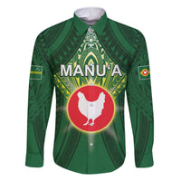 Personalized American Samoa Manu'a Cession Day Family Matching Short Sleeve Bodycon Dress and Hawaiian Shirt With Polynesian Pattern LT05 Dad's Shirt - Long Sleeve Green - Polynesian Pride
