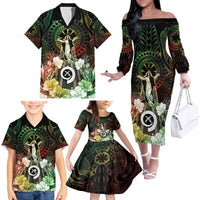 Vanuatu Happy Assumption Day Family Matching Off The Shoulder Long Sleeve Dress and Hawaiian Shirt LT05 - Polynesian Pride