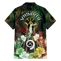 Vanuatu Happy Assumption Day Family Matching Off Shoulder Maxi Dress and Hawaiian Shirt