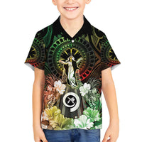 Vanuatu Happy Assumption Day Family Matching Off Shoulder Maxi Dress and Hawaiian Shirt
