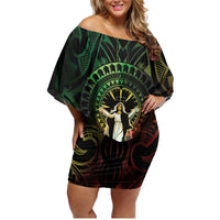 Vanuatu Happy Assumption Day Family Matching Off Shoulder Short Dress and Hawaiian Shirt LT05 Mom's Dress Reggae - Polynesian Pride