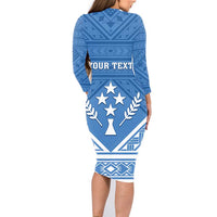 Personalised Kosrae State Gospel Day Family Matching Long Sleeve Bodycon Dress and Hawaiian Shirt Simple Style LT05 - Polynesian Pride