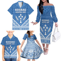 Personalised Kosrae State Gospel Day Family Matching Off The Shoulder Long Sleeve Dress and Hawaiian Shirt Simple Style LT05 - Polynesian Pride