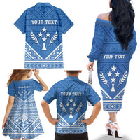 Personalised Kosrae State Gospel Day Family Matching Off The Shoulder Long Sleeve Dress and Hawaiian Shirt Simple Style LT05 - Polynesian Pride