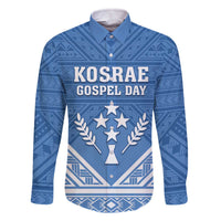 Personalised Kosrae State Gospel Day Family Matching Off The Shoulder Long Sleeve Dress and Hawaiian Shirt Simple Style LT05 Dad's Shirt - Long Sleeve Blue - Polynesian Pride