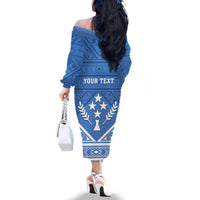 Personalised Kosrae State Gospel Day Family Matching Off The Shoulder Long Sleeve Dress and Hawaiian Shirt Simple Style LT05 - Polynesian Pride