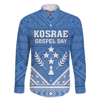 Personalised Kosrae State Gospel Day Family Matching Short Sleeve Bodycon Dress and Hawaiian Shirt Simple Style LT05 Dad's Shirt - Long Sleeve Blue - Polynesian Pride