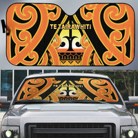 New Zealand Te Tairawhiti Auto Sun Shade Maori Koru Pattern LT05 Orange - Polynesian Pride