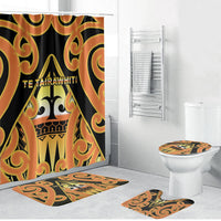 New Zealand Te Tairawhiti Bathroom Set Maori Koru Pattern LT05 Bathroom Set (4 pcs) Orange - Polynesian Pride