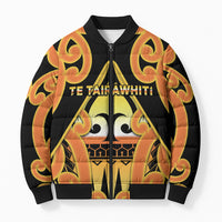 Personalised New Zealand Te Tairawhiti Bomber Puffer Jacket Maori Koru Pattern LT05 Unisex Orange - Polynesian Pride