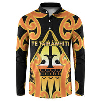 Personalised New Zealand Te Tairawhiti Button Sweatshirt Maori Koru Pattern LT05 Orange - Polynesian Pride