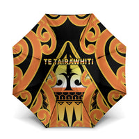 New Zealand Te Tairawhiti Umbrella Maori Koru Pattern LT05 One Size Folded 11.42 inch Opened Diameter 37.4 inch Orange - Polynesian Pride