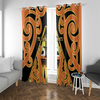 New Zealand Te Tairawhiti Window Curtain Maori Koru Pattern LT05 With Grommets Orange - Polynesian Pride