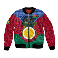 Personalized Vanuatu Shefa Province Bomber Jacket Coat Of Arms And Namele Fern Polynesian Pattern LT05 Unisex Red - Polynesian Pride