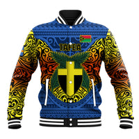Personalized Vanuatu Tafea Province Baseball Jacket Coat Of Arms And Namele Fern Polynesian Pattern LT05 Unisex Blue - Polynesian Pride