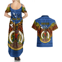 Personalized Vanuatu Tafea Province Couples Matching Summer Maxi Dress and Hawaiian Shirt Coat Of Arms And Namele Fern Polynesian Pattern LT05 - Polynesian Pride
