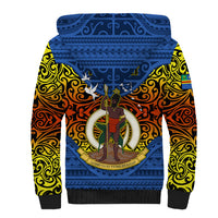 Personalized Vanuatu Tafea Province Sherpa Hoodie Coat Of Arms And Namele Fern Polynesian Pattern LT05 - Polynesian Pride