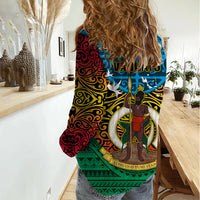 Vanuatu Torba Province Women Casual Shirt Vanuatuan Coat Of Arms Polynesian Pattern LT05 - Polynesian Pride