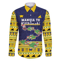 Tokelau Christmas Family Matching Puletasi and Hawaiian Shirt Tokelauan Turtle Santa Sleigh LT05 Dad's Shirt - Long Sleeve Yellow - Polynesian Pride