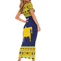 Tokelau Christmas Family Matching Short Sleeve Bodycon Dress and Hawaiian Shirt Tokelauan Turtle Santa Sleigh