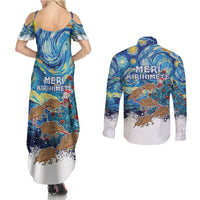 New Zealand Christmas Couples Matching Summer Maxi Dress and Long Sleeve Button Shirt Kiwis Santa Sleigh Starry Night Style LT05 - Polynesian Pride