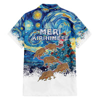 New Zealand Christmas Family Matching Off Shoulder Short Dress and Hawaiian Shirt Kiwis Santa Sleigh Starry Night Style LT05 - Polynesian Pride