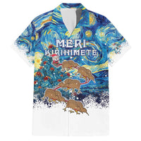 New Zealand Christmas Hawaiian Shirt Kiwis Santa Sleigh Starry Night Style LT05 Blue - Polynesian Pride