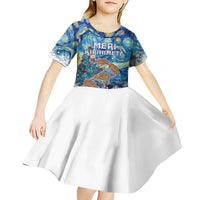 New Zealand Christmas Kid Short Sleeve Dress Kiwis Santa Sleigh Starry Night Style LT05 - Polynesian Pride