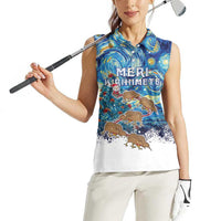 New Zealand Christmas Women Sleeveless Polo Shirt Kiwis Santa Sleigh Starry Night Style LT05 - Polynesian Pride