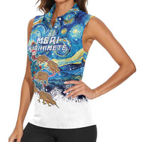 New Zealand Christmas Women Sleeveless Polo Shirt Kiwis Santa Sleigh Starry Night Style LT05 - Polynesian Pride