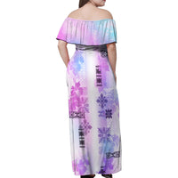 Hawaiian Quilt Family Matching Off Shoulder Maxi Dress and Hawaiian Shirt Vintage Pattern Galaxy LT05 - Polynesian Pride