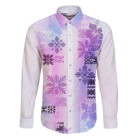 Hawaiian Quilt Family Matching Puletasi Dress and Hawaiian Shirt Vintage Pattern Galaxy LT05 Dad's Shirt - Long Sleeve Galaxy - Polynesian Pride