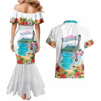 Aloha Hawaii Waikiki Beach Landscape Couples Matching Mermaid Dress and Hawaiian Shirt LT05 - Polynesian Pride