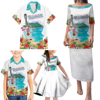 Aloha Hawaii Waikiki Beach Landscape Family Matching Puletasi and Hawaiian Shirt LT05 - Polynesian Pride