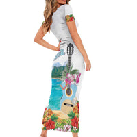 Aloha Hawaii Waikiki Beach Landscape Family Matching Short Sleeve Bodycon Dress and Hawaiian Shirt LT05 - Polynesian Pride