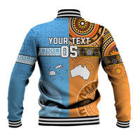 Custom Fiji Tapa And Australia Aboriginal Together Baseball Jacket LT05 - Polynesian Pride
