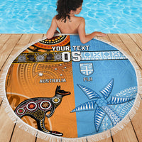 Custom Fiji Tapa And Australia Aboriginal Together Beach Blanket LT05 - Polynesian Pride