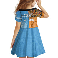 Custom Fiji Tapa And Australia Aboriginal Together Kid Short Sleeve Dress LT05 - Polynesian Pride