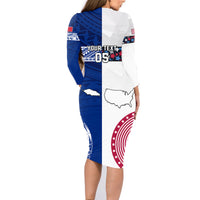 Custom Samoa And USA Together Family Matching Long Sleeve Bodycon Dress and Hawaiian Shirt LT05 - Polynesian Pride