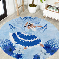 Cook Islands Women's Day Round Carpet With Polynesian Pattern